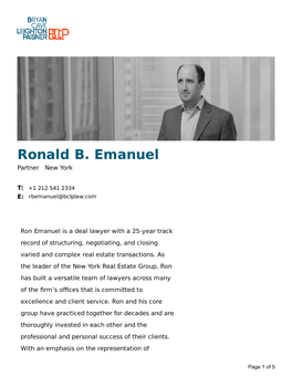 Ronald B. Emanuel Partner New York