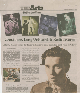 Great Jazz, Long Unheard, Is Rediscovered