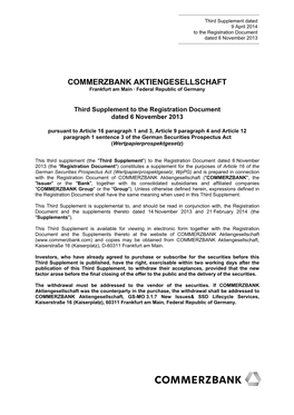 COMMERZBANK AKTIENGESELLSCHAFT Frankfurt Am Main · Federal Republic of Germany