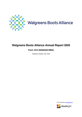 Walgreens Boots Alliance Annual Report 2020