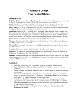 Athletico Center Flag Football Rules