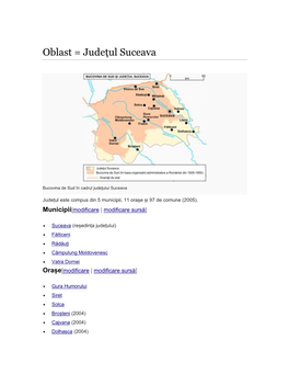 Oblast = Judeţul Suceava