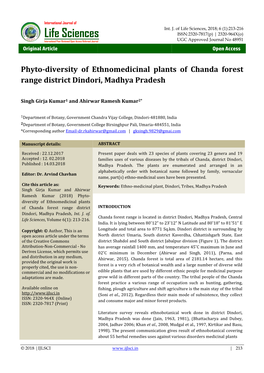 Phyto-Diversity of Ethnomedicinal Plants of Chanda Forest Range District Dindori, Madhya Pradesh