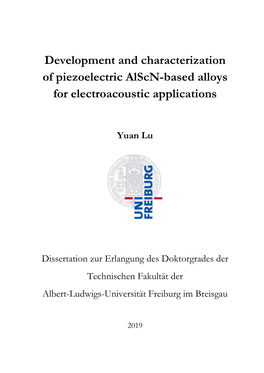 Development and Characterization of Piezoelectric Alscn-Based Alloys for Electroacoustic Applications