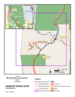 RAMPART RANGE ROAD Maintained by Other Platted, Prescriptive Or Other Grant App No: Incorporated City Deed Vicinity Map Location Easement Date: 5/20/2019