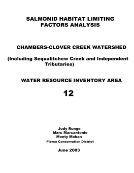 WRIA 12 Limiting Factors Report