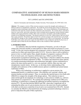 Comparative Assessment of Human-Mars-Mission Technologies and Architectures