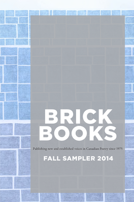 Brick Books – Fall 2014 – Sampler