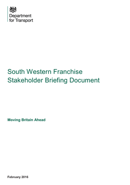 South Western Franchise: Stakeholder Briefing Document