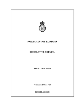 Legislative Council Wednesday 24 June 2020
