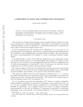 A Lefschetz Duality Intersection Homology