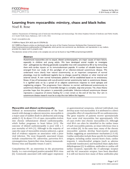 Learning from Myocarditis: Mimicry, Chaos and Black Holes Noel R