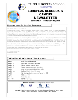 NEWSLETTER Rd Edition 15.0 Friday 23 May 2008