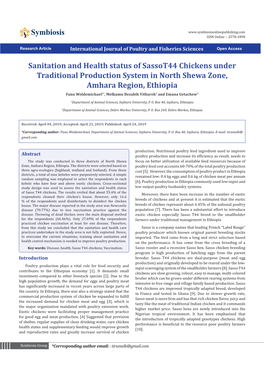 Sanitation and Health Status of Sassot44 Chickens Under Traditional Production System in North Shewa Zone, Amhara Region, Ethiop