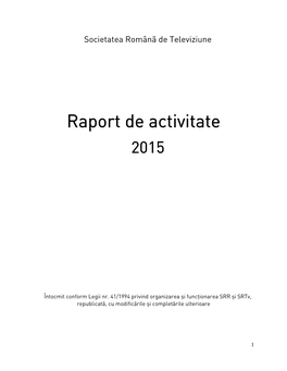 Raport De Activitate 2015