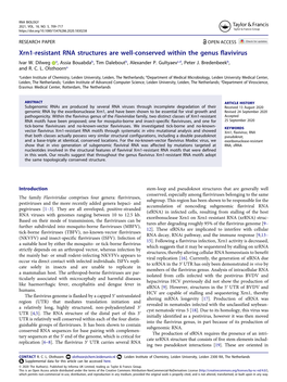 Xrn1-Resistant RNA Structures Are Well-Conserved Within the Genus Flavivirus Ivar W