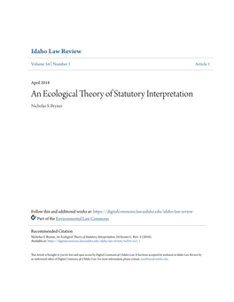 An Ecological Theory of Statutory Interpretation Nicholas S