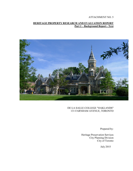HERITAGE PROPERTY RESEARCH and EVALUATION REPORT Part 1 – Background Report - Text