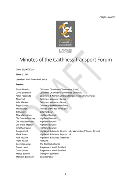 Minutes of the Caithness Transport Forum