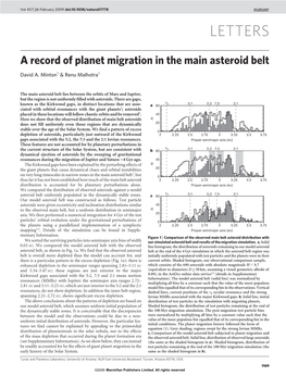 A Record of Planet Migration in the Main Asteroid Belt