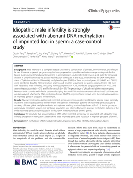 Idiopathic Male Infertility Is Strongly Associated