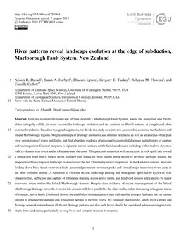 River Patterns Reveal Landscape Evolution at the Edge of Subduction, Marlborough Fault System, New Zealand