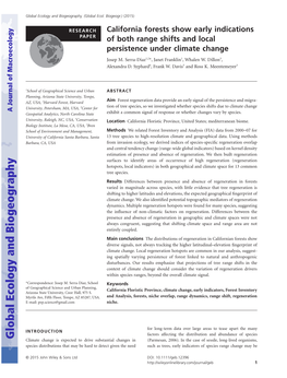 California Forests Show Early Indications of Both Range Shifts and Local Persistence Under Climate Change