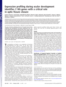 Expression Profiling During Ocular Development Identifies 2 Nlz Genes with a Critical Role in Optic Fissure Closure