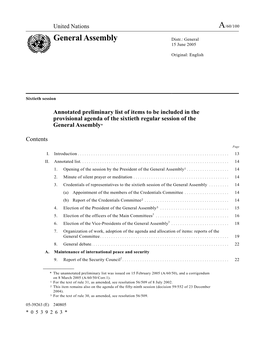 General Assembly Distr.: General 15 June 2005