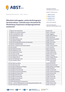 Öffentliche Auftraggeber, Welche Die Eintragung in Das