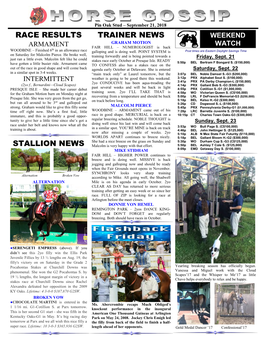 Race Results Stallion News Trainer News