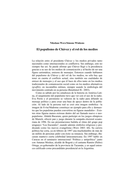 El Populismo De Chávez Y El Rol De Los Medios