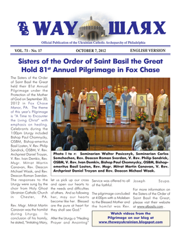 Sisters of the Order of Saint Basil the Great Hold 81St Annual Pilgrimage in Fox Chase