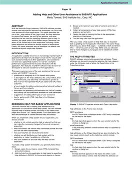 SUGI 24: Adding Help and Other User Assistance to SAS/AF(R) Applications