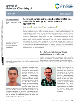 Polymeric Carbon Nitrides and Related Metal-Free Materials for Energy and Environmental Cite This: J