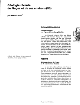 Géologie Récente De Finges Et De Ses Environs (VS) Par Marcel Burri