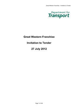 Great Western Franchise: Invitation to Tender