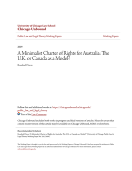 A Minimalist Charter of Rights for Australia: the U.K