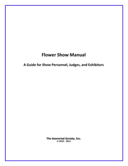 Flower Show Manual