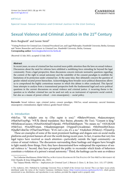 Sexual Violence and Criminal Justice in the 21St Century