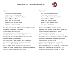 Diocesan Cycle of Prayer for September 2021