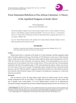 From Nationalist Rebellion to Pan-African Liberation: a Theory of the Apartheid Endgame in South Africa