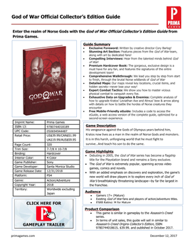 God of War Official Collector's Edition Guide
