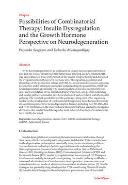 Insulin Dysregulation and the Growth Hormone Perspective on Neurodegeneration Priyanka Sengupta and Debashis Mukhopadhyay