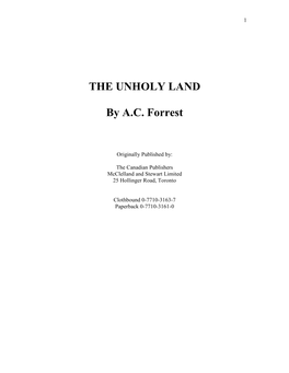 THE UNHOLY LAND by A.C. Forrest