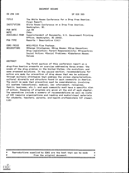 DOCUMENT RESUME SP 030 505 the White House Conference for A