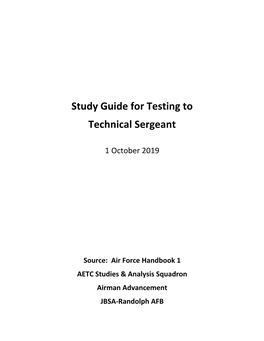 Study Guide for Testing to Technical Sergeant