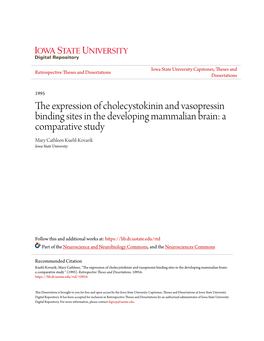 The Expression of Cholecystokinin and Vasopressin Binding Sites in The