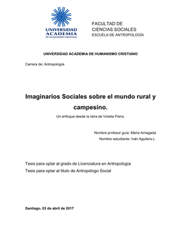Imaginarios Sociales Sobre El Mundo Rural Y Campesino