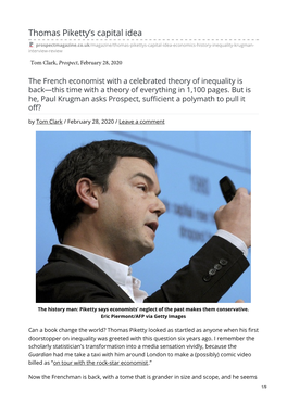 Thomas Piketty's Capital Idea